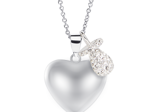 Heart shape harmony ball with crystals pacifier charm