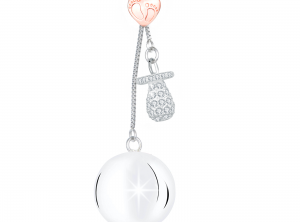 MAMIJUX® white crystals pacifier harmony ball and baby feet central charm